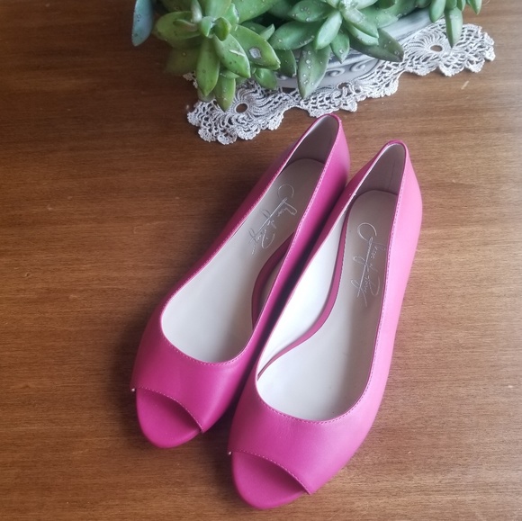 pink peep toe flats